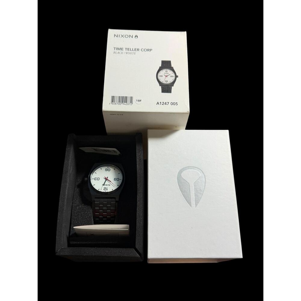 Nixon Time Teller Corp Black White A1247 005 Wristwatch New In Box